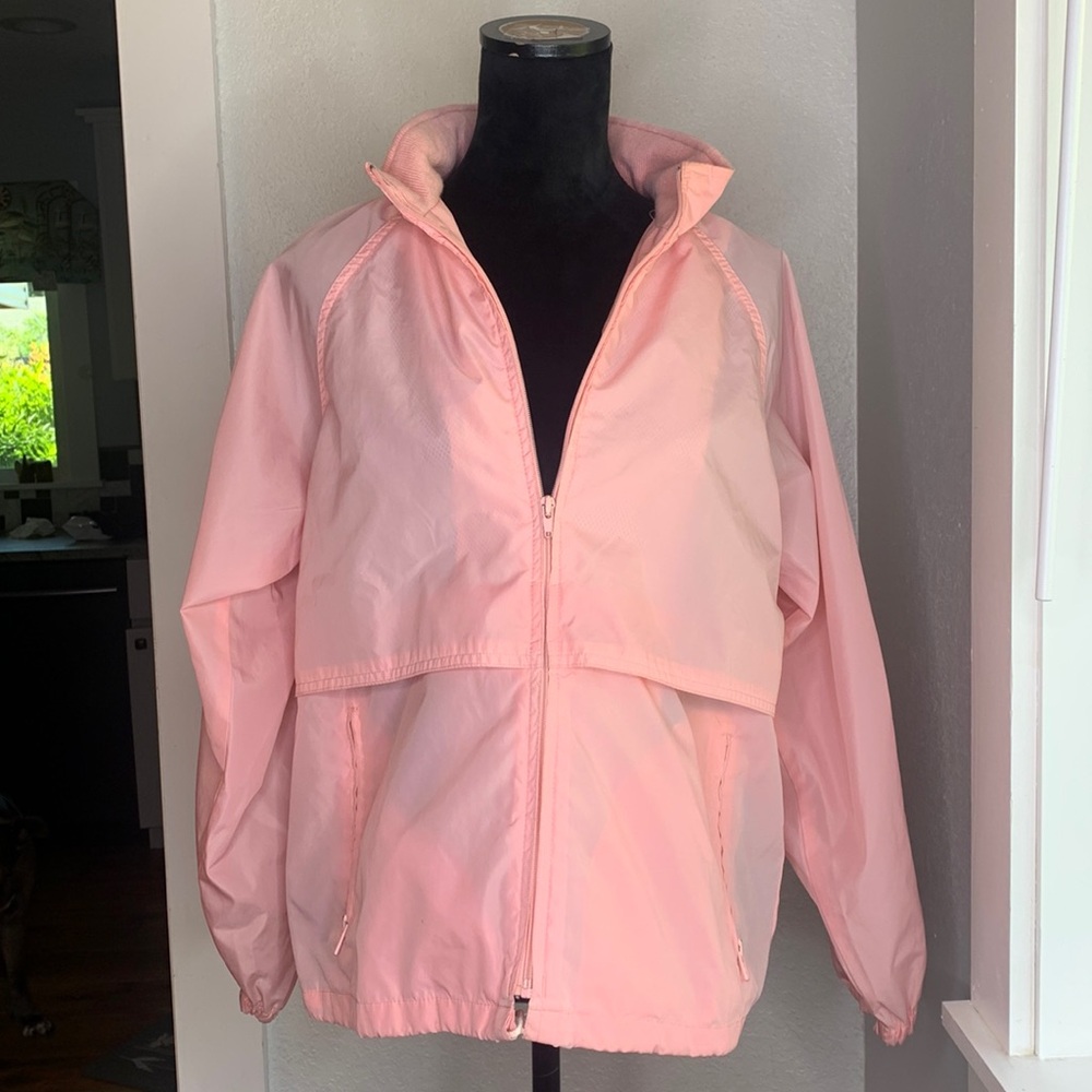 Vintage Eddie Bauer Pink Nylon Lightweight Hiking Windbreaker Jacket size Med